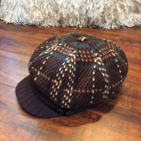 Vintage Brown Plaid Newsboy Cabbie Hat main image 6